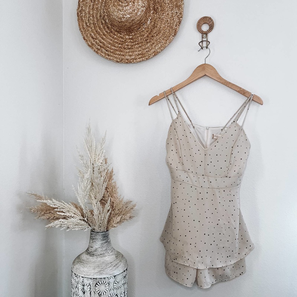 Altar’s State Star Print Spaghetti Strap Romper Neutral Size Medium